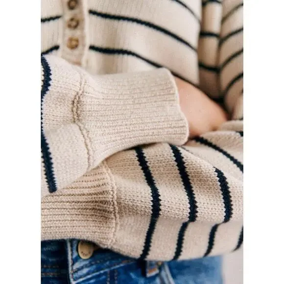 Sezane Leontine Jumper - S - Ecru / Navy - Picture 5 of 8